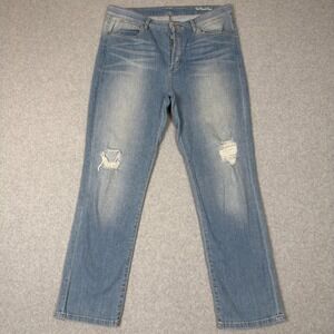The Model Jean Light Wash Distressed Button Fly Denim Jeans Size 32 Relaxed Fit